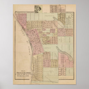 Póster Mapa de Stillwater, o Condado de Washington,