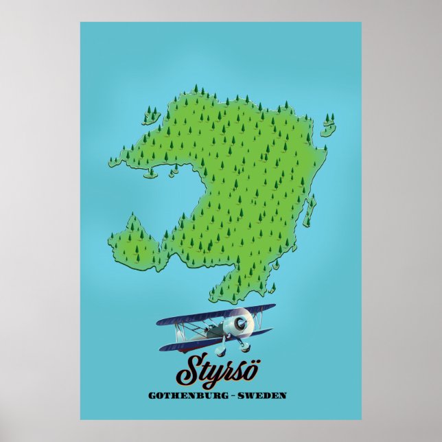 Poster Mapa de Styrsö Gotemburgo Suécia (Frente)
