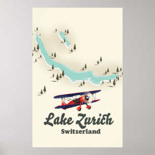 Poster mapa de Suiça do lago Zurich