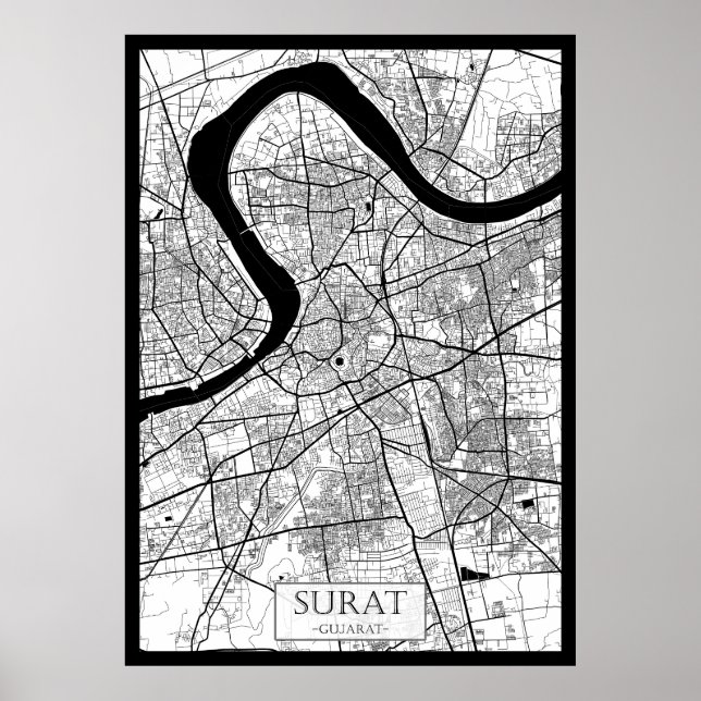 Poster Mapa de Surat Gujarat (Frente)