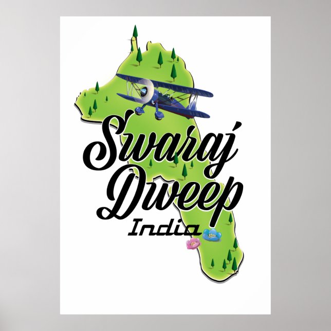 Poster Mapa de Swaraj Dweep Índia (Frente)