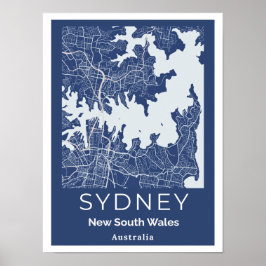 Poster Mapa de Sydney Minimalista | Arte da Parede de Cin