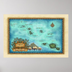 Póster Mapa de Tahiti