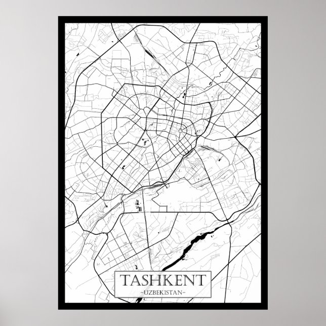 Poster Mapa de Tashkent Uzbequistão (Frente)