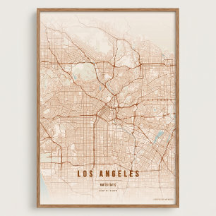 Poster Mapa de Terracota de Los Angeles Arte de Parede Pr