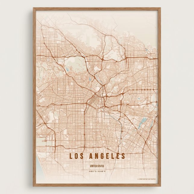Poster Mapa de Terracota de Los Angeles Arte de Parede Pr (Criador carregado)