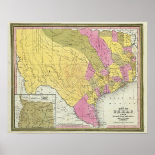Póster Mapa de Texas