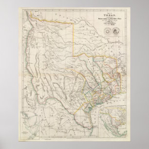 Póster Mapa de Texas