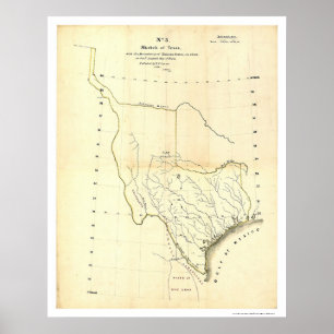 Póster Mapa de Texas & de estados mexicanos pelo curtidor