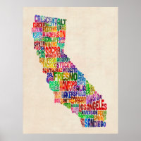 Mapa de Texto da Tipografia da Califórnia