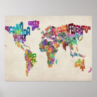 Mapa de texto do mundo