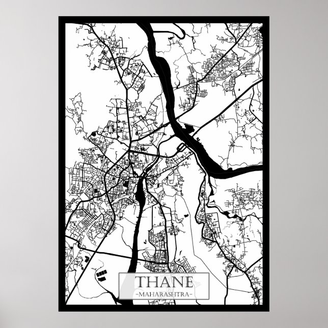 Poster Mapa de Thane Maharashtra (Frente)