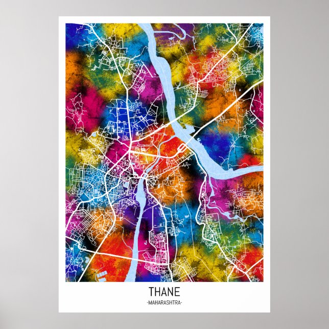 Poster Mapa de Thane Maharashtra (Frente)