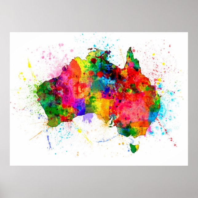 Poster Mapa de Tintas da Austrália (Frente)