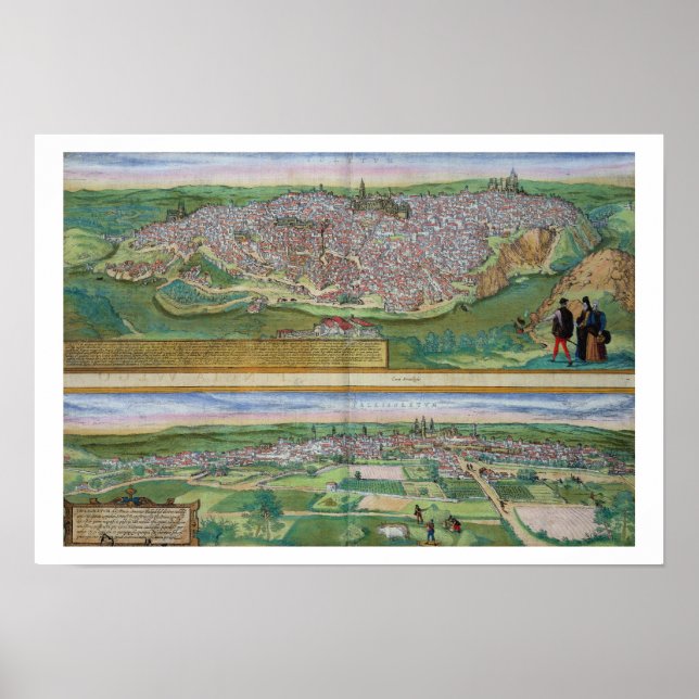 Póster Mapa de Toledo e Valladolid, de Civitates Orbi (Frente)