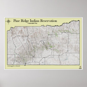 Poster Mapa de Topografia de Reserva de Pine Ridge