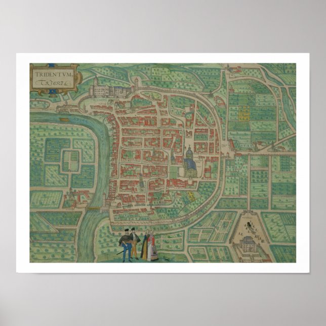 Póster Mapa de Trento, de Civitates Orbis Terrarum, por (Frente)