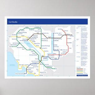 Póster Mapa de tubos do Camboja