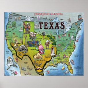 Póster Mapa de TX EUA