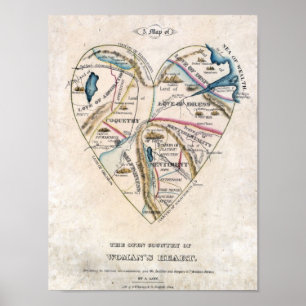 Poster Mapa de um Coração de Mulheres
