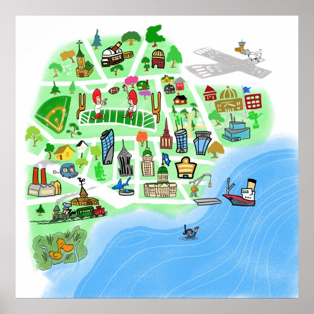 Poster Mapa de um Porto Imagino (Frente)