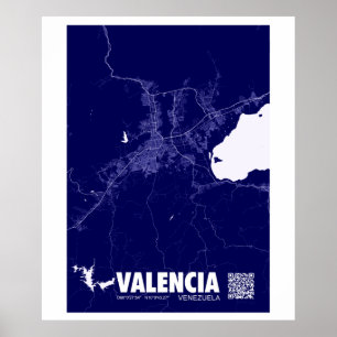 Poster Mapa de Valência - Venezuela - Mapa da Cidade do V