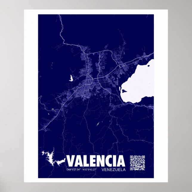 Poster Mapa de Valência - Venezuela - Mapa da Cidade do V (Frente)