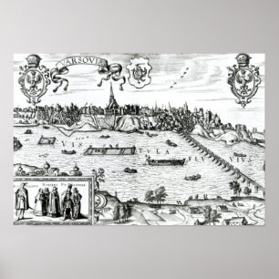 Póster Mapa de Varsóvia, de "Civitates Orbis Terrarum"