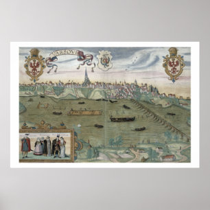 Poster Mapa de Varsóvia, de "Civitates Orbis Terrarum"