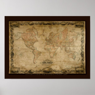 Póster Mapa de Velho Mundo c1847 de COLTONS