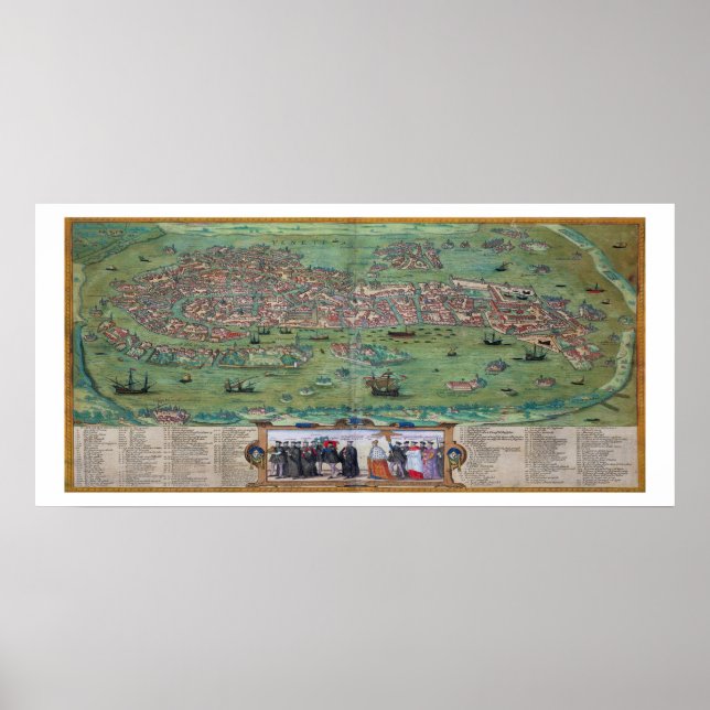 Poster Mapa de Veneza, de Civitates Orbis Terrarum, por (Frente)