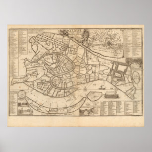 Poster Mapa de Veneza por Nicolas de Fer 1725