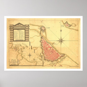 Poster Mapa de Veracruz, México por G. de Bois 1798