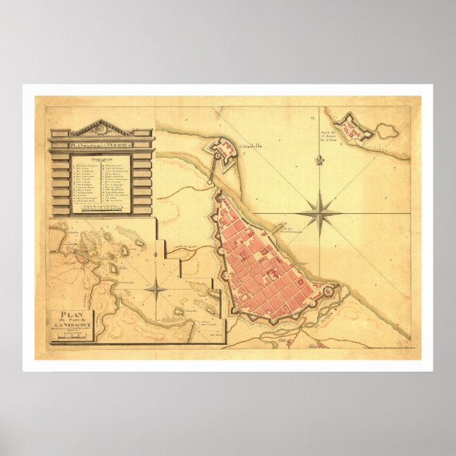 Poster Mapa de Veracruz, México, por G. de Bois, 1798 (Frente)