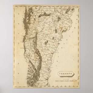 Póster Mapa de Vermont por Arrowsmith