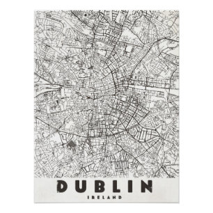 Póster Mapa de Viagem Antigo de Dublin Irlanda