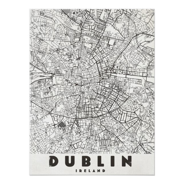 Póster Mapa de Viagem Antigo de Dublin Irlanda (Frente)