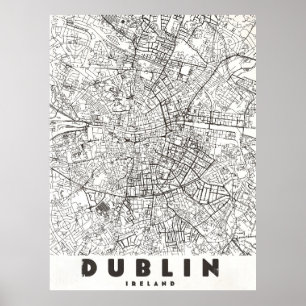 Poster Mapa de Viagem Antigo de Dublin Irlanda