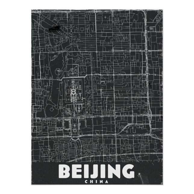 Póster Mapa de Viagem Antigo de Pequim China (Frente)