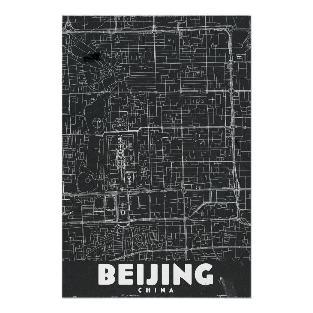 Póster Mapa de Viagem Antigo de Pequim China (Frente)