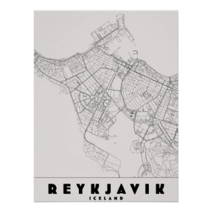 Póster Mapa de Viagem Antigo de Reykjavik Islândia