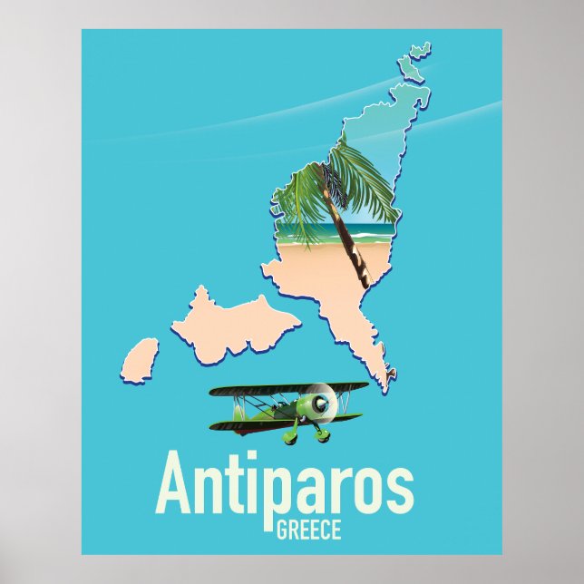Poster Mapa de viagem Antiparos Grécia (Frente)