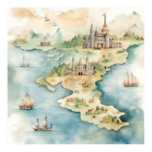 Mapa de Viagem Aquarela