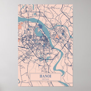 Poster Mapa de Viagem da Cidade Arejada de Hanoi Vietnã
