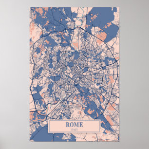 Poster Mapa de viagem da cidade arejada de Roma Itália Vi