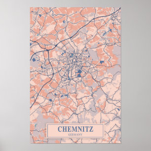Poster Mapa de viagem da cidade ventosa Chemnitz Alemanha