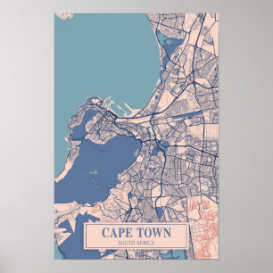 Poster Mapa de viagem da cidade ventosa Cidade do Cabo Áf