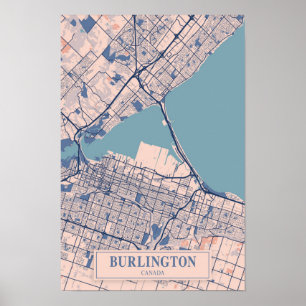 Poster Mapa de viagem da cidade ventosa de Burlington Can