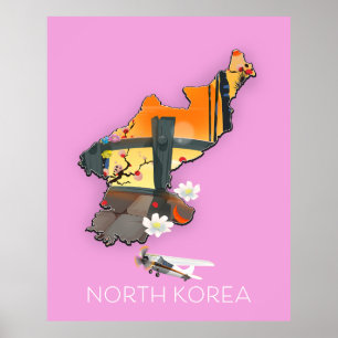 Poster Mapa de viagem da Coreia do Norte