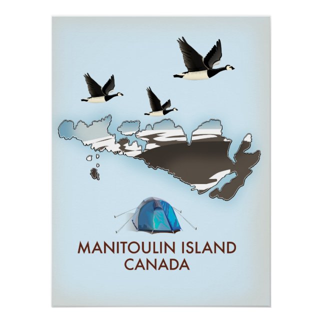 Póster Mapa de viagem da Ilha Bathurst Canadá (Frente)